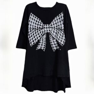 Lauren Moshi Black High/Low Bow Print Dress, Size 2-4 ~ VGUC